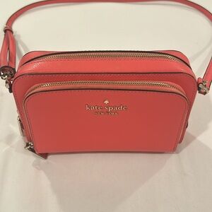 Kate Spade Staci dual zip around cross body coral